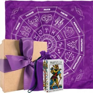 Kit completo de Tarot de Marsella de Cataros que incluye mazo de 78 cartas, caja de lujo, mantel, bolsa de tela, cuarzo e incienso.