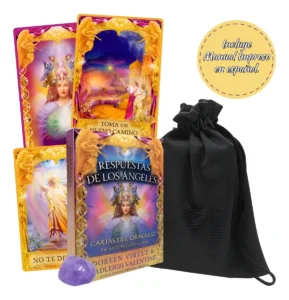 Oráculo Respuestas de los Ángeles de Cataros en español, mazo de 44 cartas con manual impreso y acabado brillante.