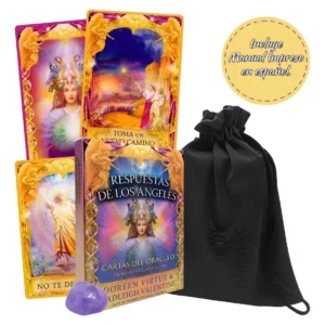 Oráculo Respuestas de los Ángeles de Cataros en español, mazo de 44 cartas con manual impreso y acabado brillante.